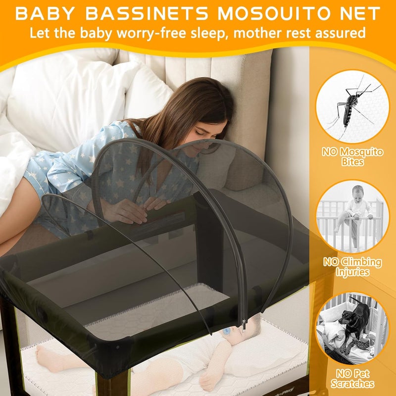 jiangcha Pack and Play Cover - Mosquito Net Cover for Pack n Play/Travel Crib/Mini Crib/Playpen to Keep Cats Out - Breathable Baby Mosquito Net with 2-Way Zipper (Black-Large) - Image 5